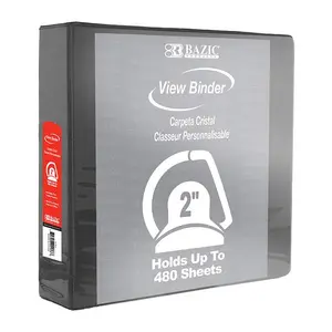 BAZIC 2" Black Slant-D Ring View Binder w/ 2-Pockets