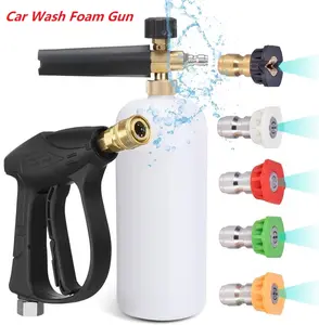 Car Wash Sprayer Pressure Washer Gun with Foam Cannon, 1/4" Quick Connector, 5 Pressure Washer Nozzle Tips and 2 Gloves for Automotive Car Washing & Maintenance