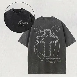“No Greater Love” Cross Tee Vintage Washed | Christian Faith Graphic Shirt | Jesus Streetwear Oversized T-Shirt | Aesthetic Y2K Gothic Tee