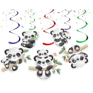 Playful Panda Party Swirl Decorations - Adorable Panda Hanging Cutouts for Joyful Events