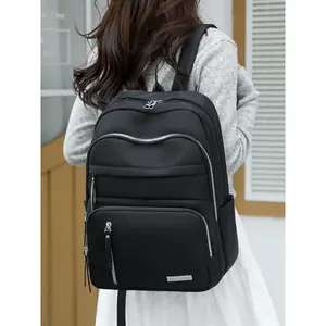Women's Large Capacity Waterproof Nylon Backpack, Casual Daily Travel Bag, Lightweight Multi-Layer Student Bookbag, Fashionable Korean Style, Multi Compartment Backpack, Water Resistant Backpack