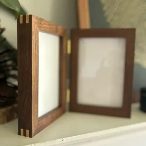 Timber Haze Co. | Hardwood Picture Frames | Appalachian Artisan-Crafted | Walnut Maple Hinged Bifold Double Frame for Photos Decor Artwork Gift