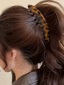 Women's Large Capacity Banana Clip Hair Accessory, Vintage Leopard Print Design, Suitable for Ponytails & Vertical Twists