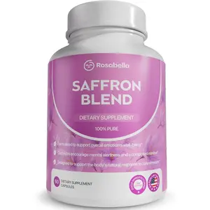 Rosabella Saffron Blend Supplement for Men & Women – Saffron, B6, Magnesium & Herbal Extract Capsules – Supports Mood, Focus & Clarity – Non-GMO, Gluten-Free – 60 Capsules – 30-Day Supply Vitamin Dietary Edible Fitness