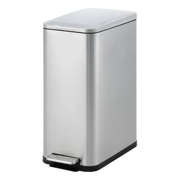 13.2 Gallon Stainless Steel Step Trash Can, Tall Vertical Garbage Bin with Soft-Close Foot Pedal, Fingerprint Resistant Kitchen Trash Can for Office Home（Natural Color）
