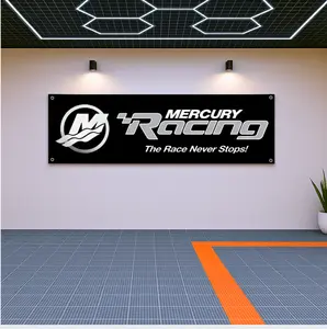Mercury Racing Flag Banner 71x24" – Garage Wall Decor, Gift for Fans, Auto Racing Poster, Racing Enthusiast Decoration, Motorsport Display