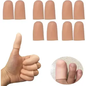 Gel Finger Protectors Finger Caps Silicone Fingertips Protection - Finger Cots Great for Trigger Finger, Finger Arthritis, Finger Cracking and Other Finger Pain Relief(Nude, Medium)