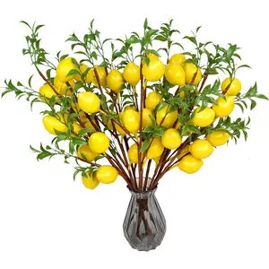 6PCS Lemon Decor Fake Lemons Branch Yellow Artificial Lemon for Kitchen,Party,Farmhouse,Table Centerpiece,Home Decoration