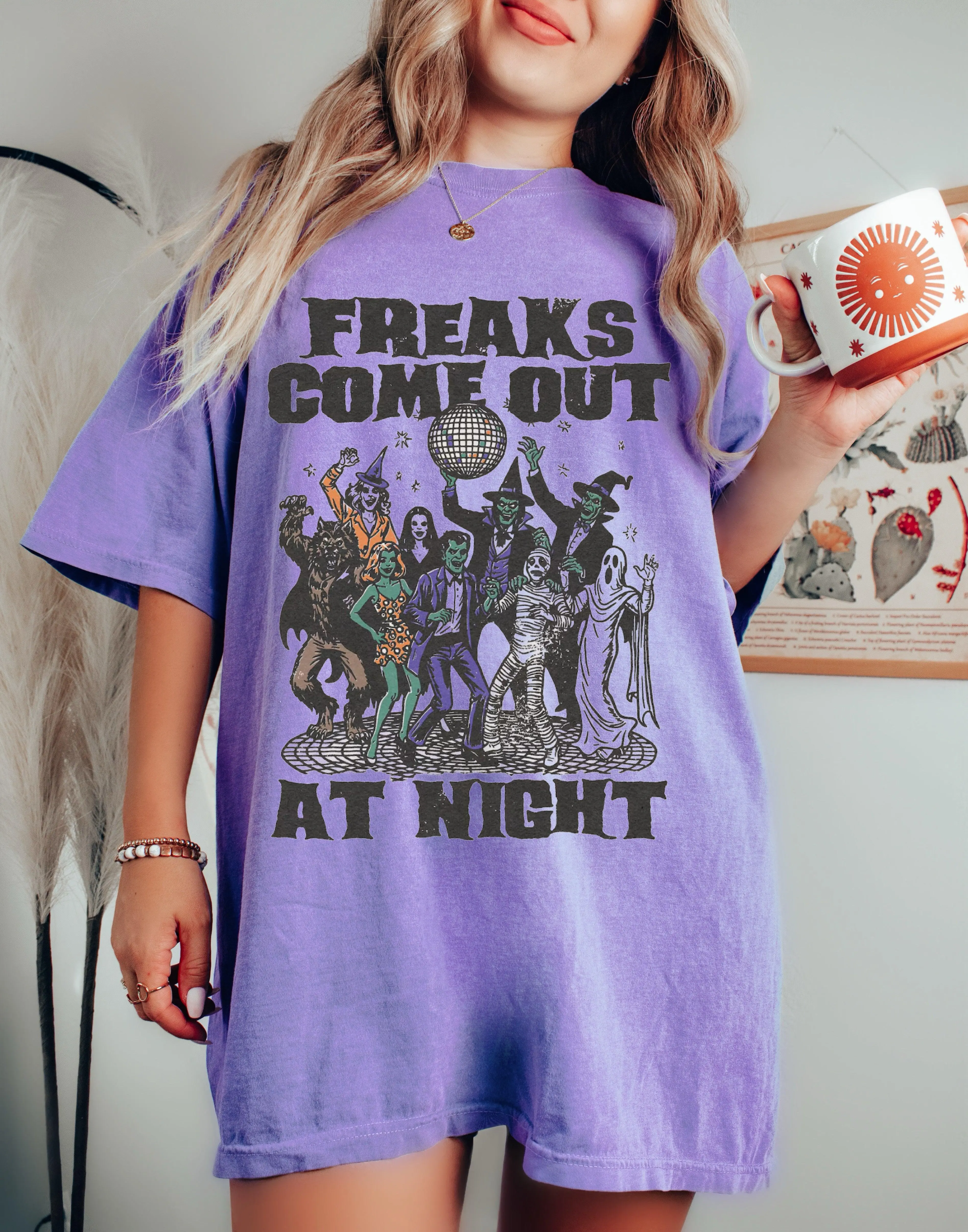 Comfort Colors Freaks Come Out At Night Halloween Characters Shirt