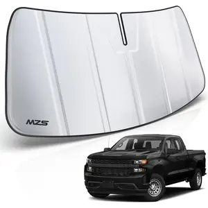 MZS Windshield Sun Shade Compatible with Silverado Sierra 1500 2500HD 3500HD 2019-2026, Foldable Truck Sun Shade Shield with Storage Pouch, Front Window Visor Sunshade for Interior Protector