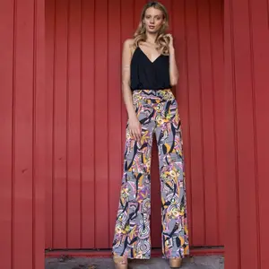 PacificPlex Womens Retro 60s Print High Waist Palazzo Pants