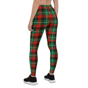 Festive Tartan Women's Leggings, Yoga Pants, High Waist Hunting Tights, Women's Outdoor Fitness Outfit