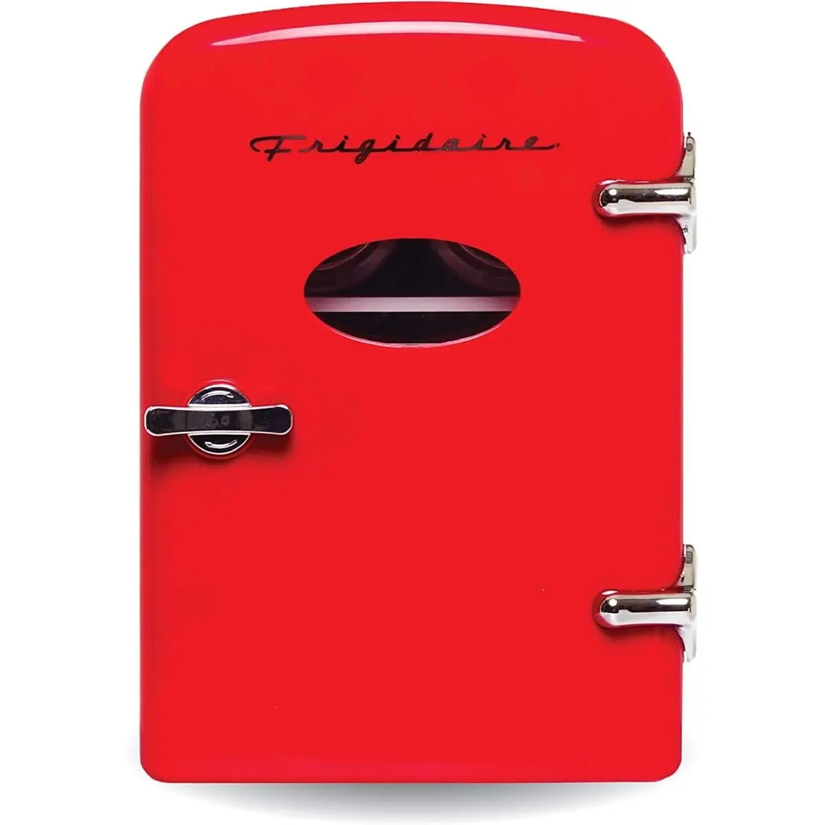 Frigidaire Retro Mini Fridge - Frida Quiet Cooling Fridge, 6-Can Beverage Refrigerator, Red, AC/Car Plug, Locking Latch
