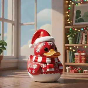 Christmas Snowman Duck Statue, Creative Holiday Desk Decor, Warm Healing Gift, Fantasy Home Decoration, Festive Table Ornament, Decorative Ornament