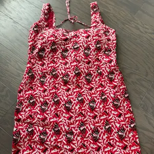 Cotton Short Kurtha - Red with Black and White Floral Patterned Dress