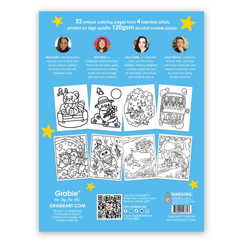 [Flash Sale] 32 Sheets Whimsical Wild Friends Coloring Book: An Exclusive 4-Artist Collaboration, gift for valentines's day