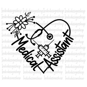 RTS MEDICAL ASSISTANT NURSE SINGLE COLOR BLACK Screen Print transfers size ADULT 10X12  17-A