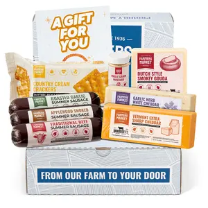 Farmers Market Foods Traditional Charcuterie Assortment Gift Box with All-Natural Summer Sausage, Premium Wisconsin Cheese, Crackers, and Whole Grain Mustard