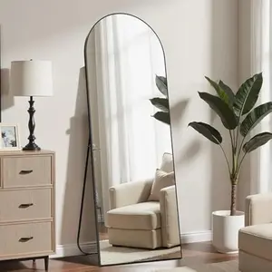 Arched full-length mirror, 64 x 21 inches with bracket floor mirror, used for bedroom dressing room decoration