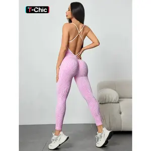 Women's Colorblock Zebra Print Cross Shoulder Strap Sporty Comfy Workout Jumpsuit, High Stretch Knit Waistband, Casual Fashion Yoga Pants