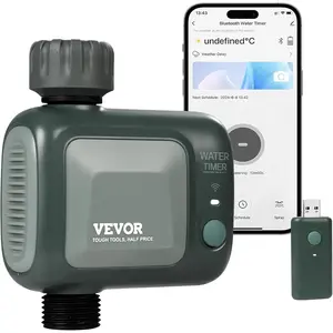 VEVOR WiFi Sprinkler Timer, Single Outlet, Smart Hose Faucet Water Timer with Brass Inlet, APP Control via 2.4Ghz WiFi or Bluetooth, Voice Control with Alexa Google Assistant, IPX6 for Yard Watering