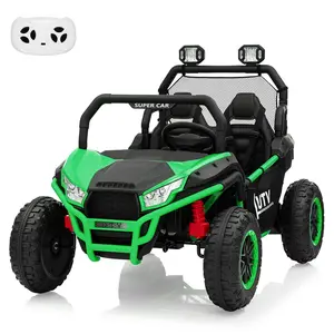 GARVEE 24V Remote Operated 2-Seater Ride-On UTV (Ride on ATV for 3-4 Years) - Green, Spring Shock Suspension, 2 Speeds, LED Lights, Bluetooth, Treaded Tires, 20-24V Batteries, 66.7 lbs
