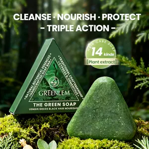 Usman Grass Oriental Arborvitae Leaf Shampoo Bar, Strengthens Roots,  Nourishing for Thinning， Polygonum, Ginseng & Tea Tree