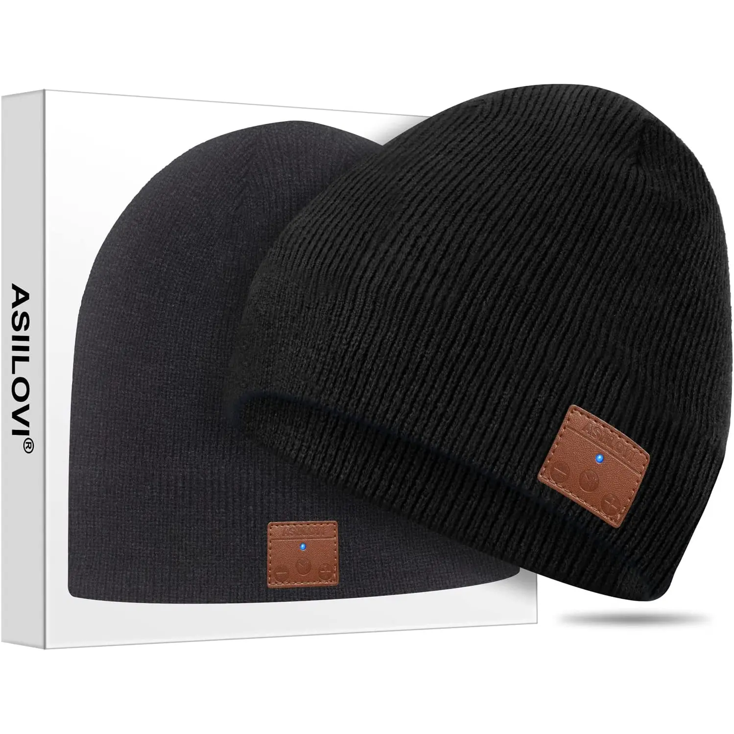 Bluetooth Beanie, Double-Layer Wool Lining Bluetooth Hat Beanie for Men/Women/Teens/Family, 20Hrs Playing, Gift Packaging for Christmas Stocking Stuffers Thanksgiving (001-Black) ASIILOVI