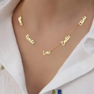 AS202 Personalized Five Name Necklace Gold Multiple  Family Name Necklace