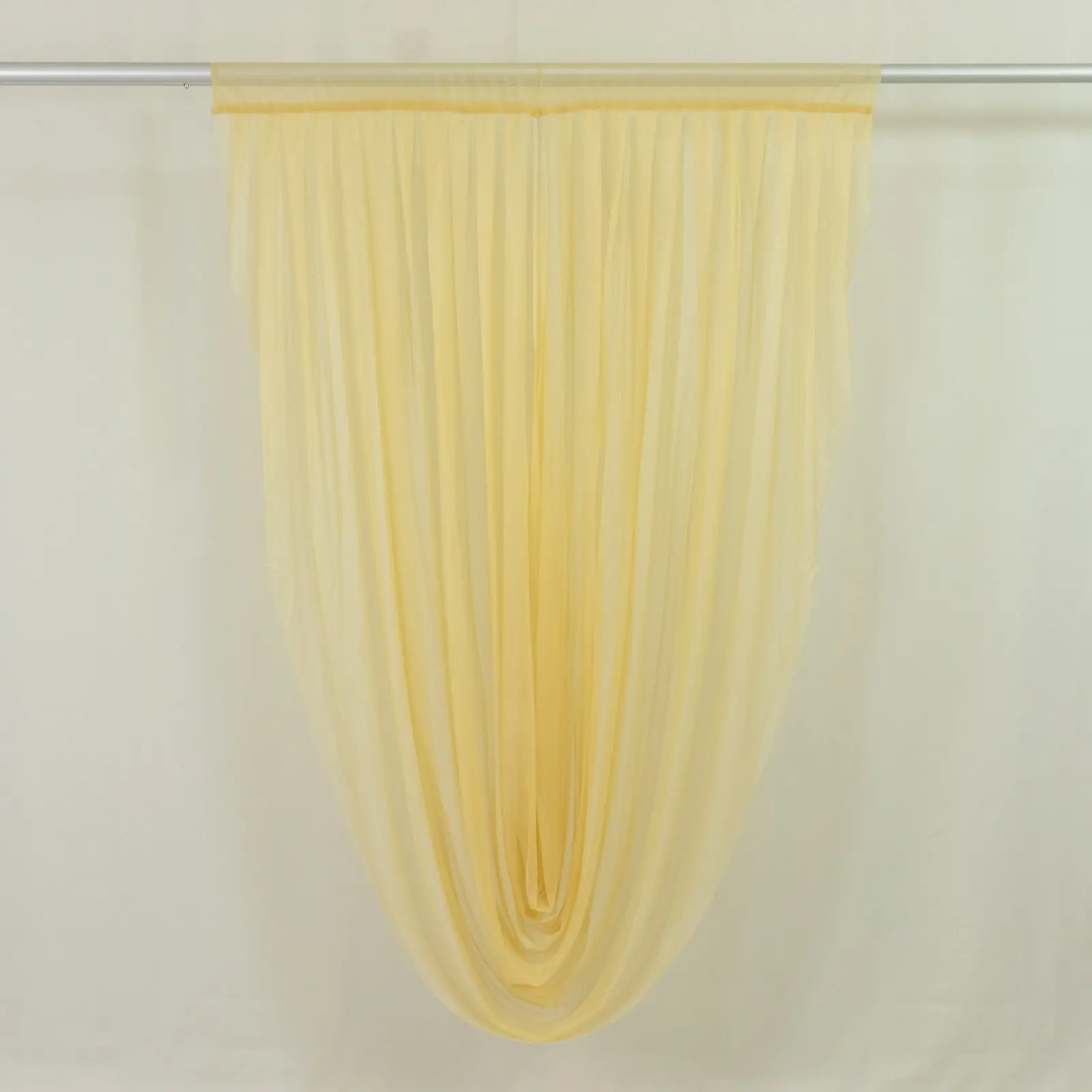 Sheer Chiffon Valance Curtain 4ft x 6ft – Champagne Wedding Arch Voile Drape with Rod Pocket, Backdrop Panel