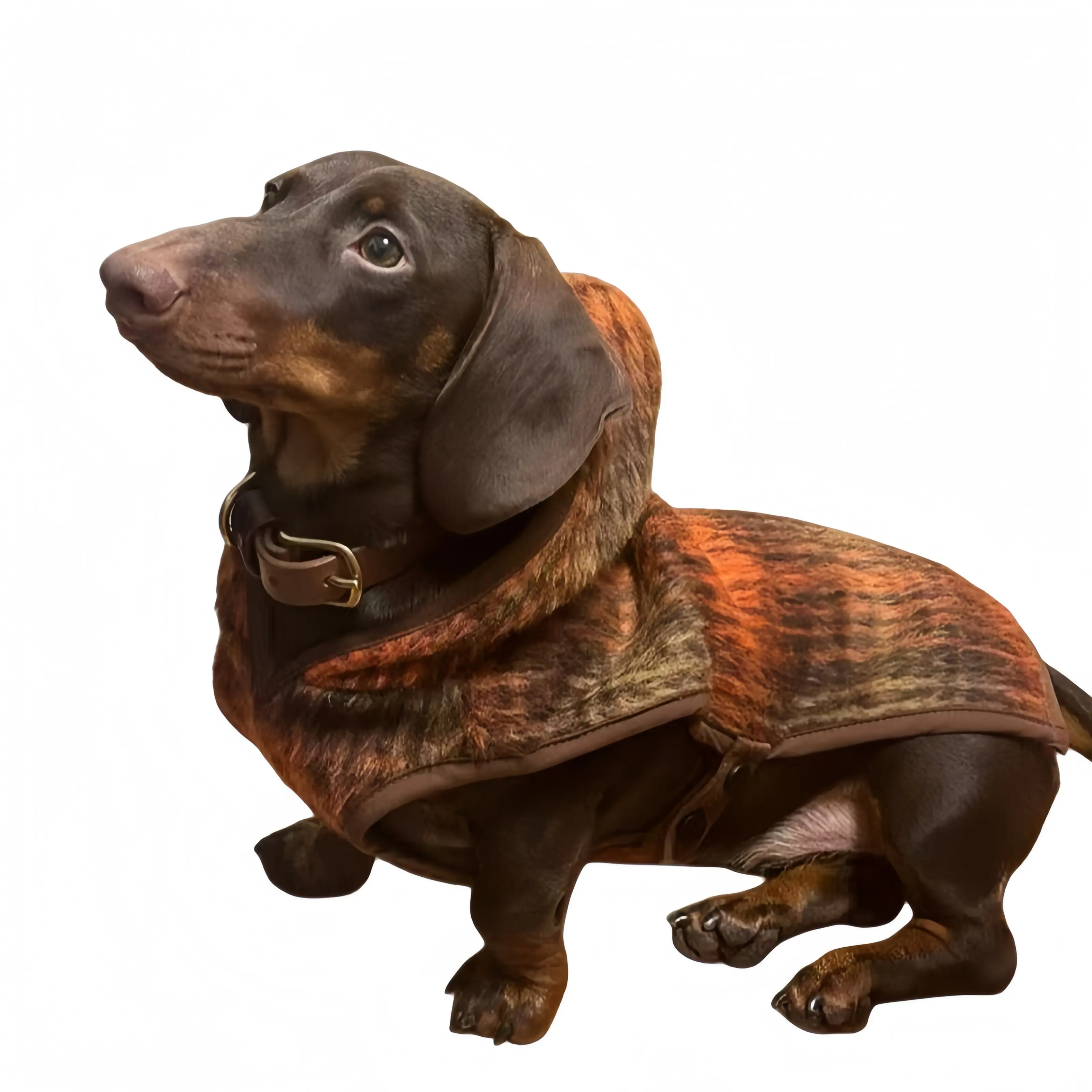 Dachshund Winter Hoodie with Faux Fur Trim - Thermal-Insulation Puppy Sweater for Long-Bodied Dogs, Cold-Weather Canines, Striped Look, Keeps Warm