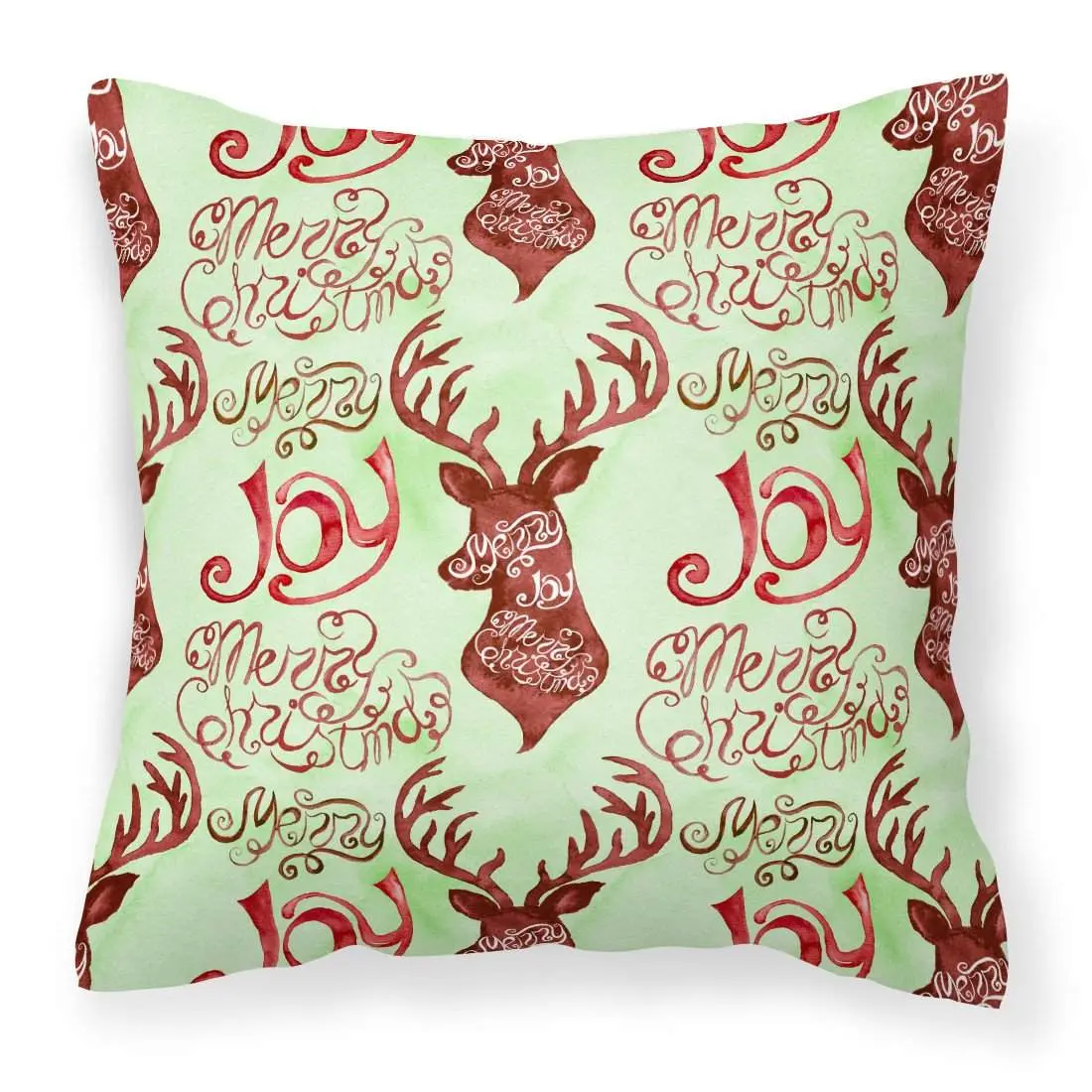 Merry Christmas Joy Reindeer Fabric Decorative Pillow BB7488PW1818