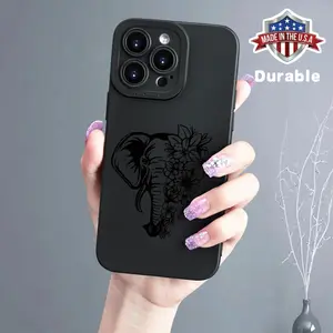 Elephant flower pattern printed phone case for iPhone 16 Pro Max Case 11 15 14 13 12 Pro Max Plus Case Shockproof Phone Cases Christian Gifts for Sister Women Men Protective Protection Cover Protector