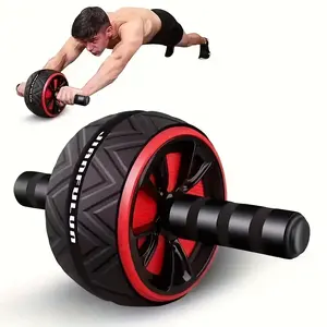 Stainless Steel Ab Roller Core & Chest Muscle Training Wheel - Non-Electric Home Gym Equipment for Core Strength, Balance & Workout, Durable Black Design with Red Accents, Fitness Accessory, Sleek Workout Tool, Sturdy Construction