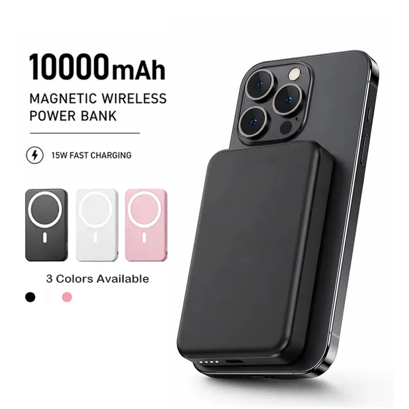 Magnetic Portable Charger 10000mAh - 15W Fast Charging Slim Wireless Rechargeable Battery, Chargeable Power Bank for iPhone12-17 Mobile Phone Accessories