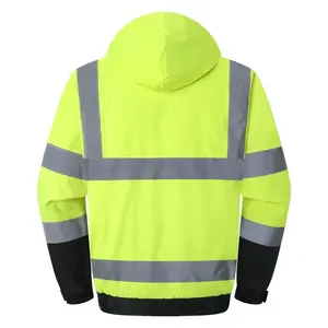 Mens High Visibility Reflective Jackets Waterproof Safety Jacket with Pockets Hi Vis Yellow Coats with Black Bottom Suitable for Cold Weather Work Construction（gift）.