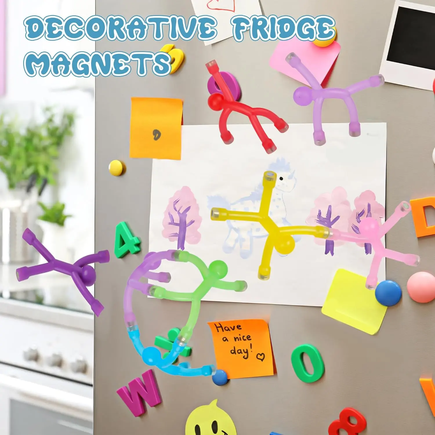 EFFUN Silicone Magnetic Fidget Toys 10-Pack for Kids - Squishy Squishies Sensory Building Fidgets, Stress Relief Travel Toys, Fridge Magnets, Easter Basket Stuffers, Party Favors, Birthday Gifts