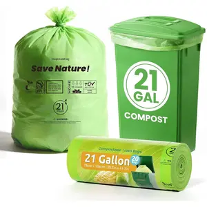Compostable Trash Bags 21 gallon,20 Count,Extra Thick 1.28 Mills,Fits13-25 gallon trash can, Extra  and thick,Compostable Lawn & Leaf Yard  bags,ASTM D6400,Bpi Certified
