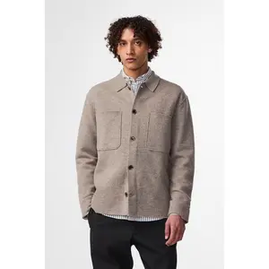 Jonas Boiled Wool Overshirt - Khaki Beige | NN.07