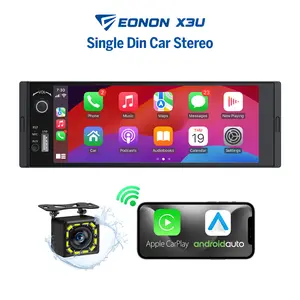 Eonon 6.36” Single DIN Car Stereo with Wireless CarPlay & Android Auto, IPS 1280×480 Touchscreen, ST TDA7851 Amplifier, Bluetooth 5.3, Backup Camera Support, Steering Wheel Control, fathersdaygift -- X3U-Y