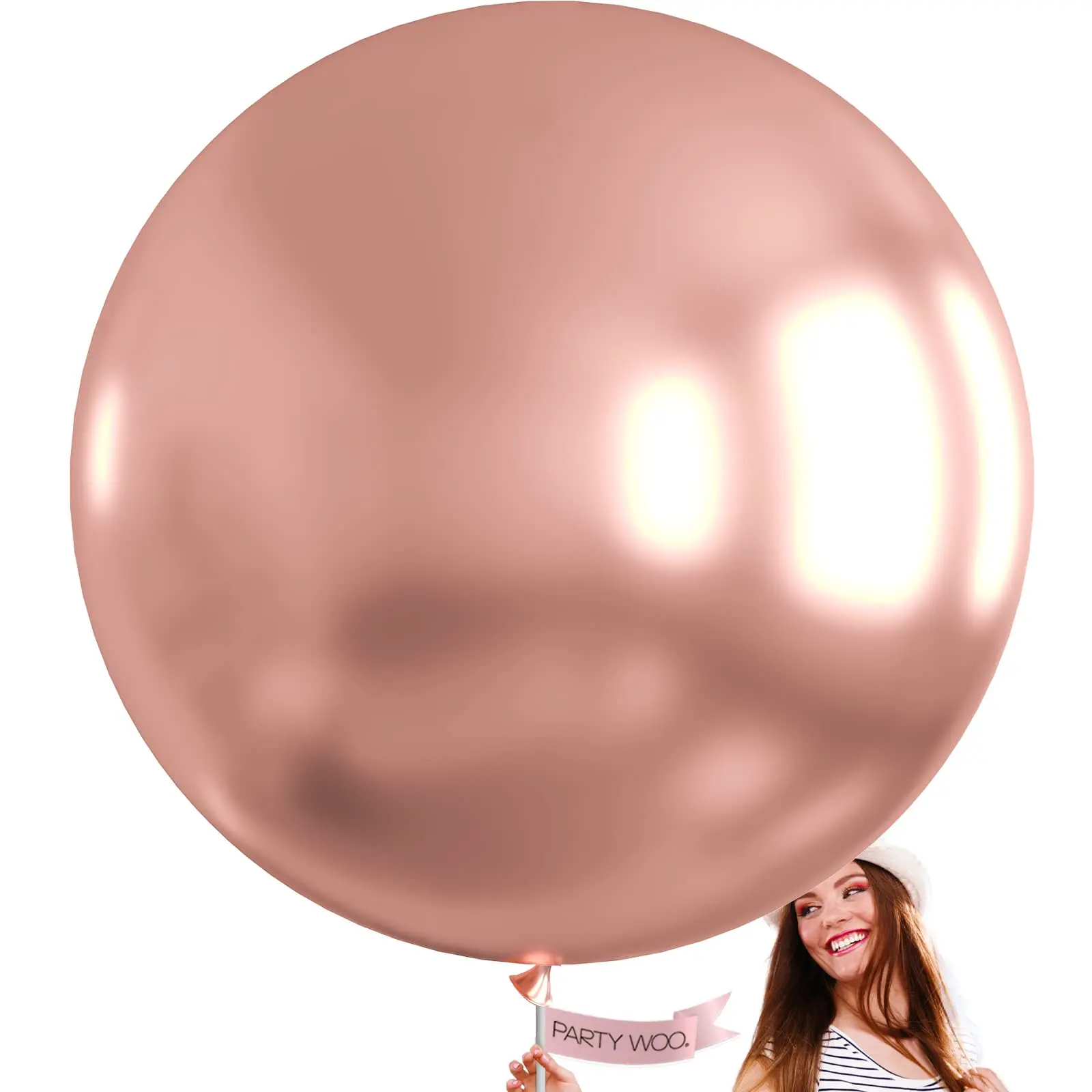 PartyWoo Rose Gold Balloons 4pcs 36 Inch Metallic Chrome Rose Gold Balloons for Wedding Anniversary Sweet 16 Baby Shower Bridal Shower Bridgerton Floral Birthday Party Decorations Rose Gold-G107