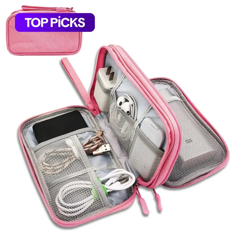 Portable Multi-Grid Storage Bag, 1 Set Waterproof Travel Cable Storage Bag, Compact Cable Organizer for Home, Office, Travel and Summer Vacation, Versatile Travel Accessory