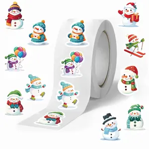 Snowman Pattern Sticker, 500pcs/roll Self Adhesive Decorative Sticker, Creative Decals for Water Bottle, Laptop, Phone Case, Scrapbooking, Journal Making, DIY Sticker, Sticker Packs