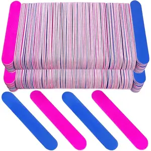 200 Pcs Emery Boards for Nails, Nail Files for Nature Nails Small Disposable Double Sided Colorful Nail File Bulk for Home Salon Travel Size Mini Manicure Kit for Men Women Kids Wood Emory Pink/Blue