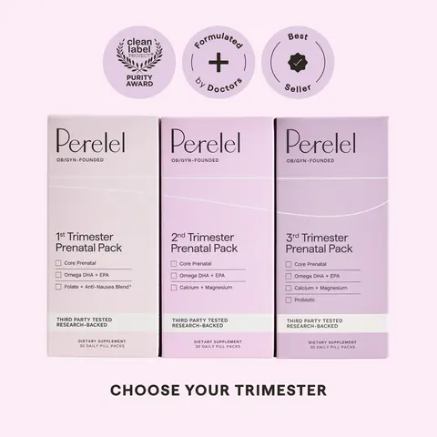 Perelel Prenatal Vitamins – 1st, 2nd & 3rd Trimester Packs (Select One) – Daily Prenatal Vitamin Pack with Folate, DHA & Omega-3, Doctor-Formulated