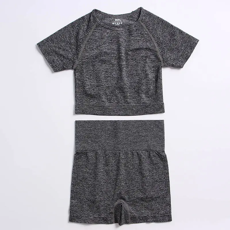 Dark gray short sleeved shorts set