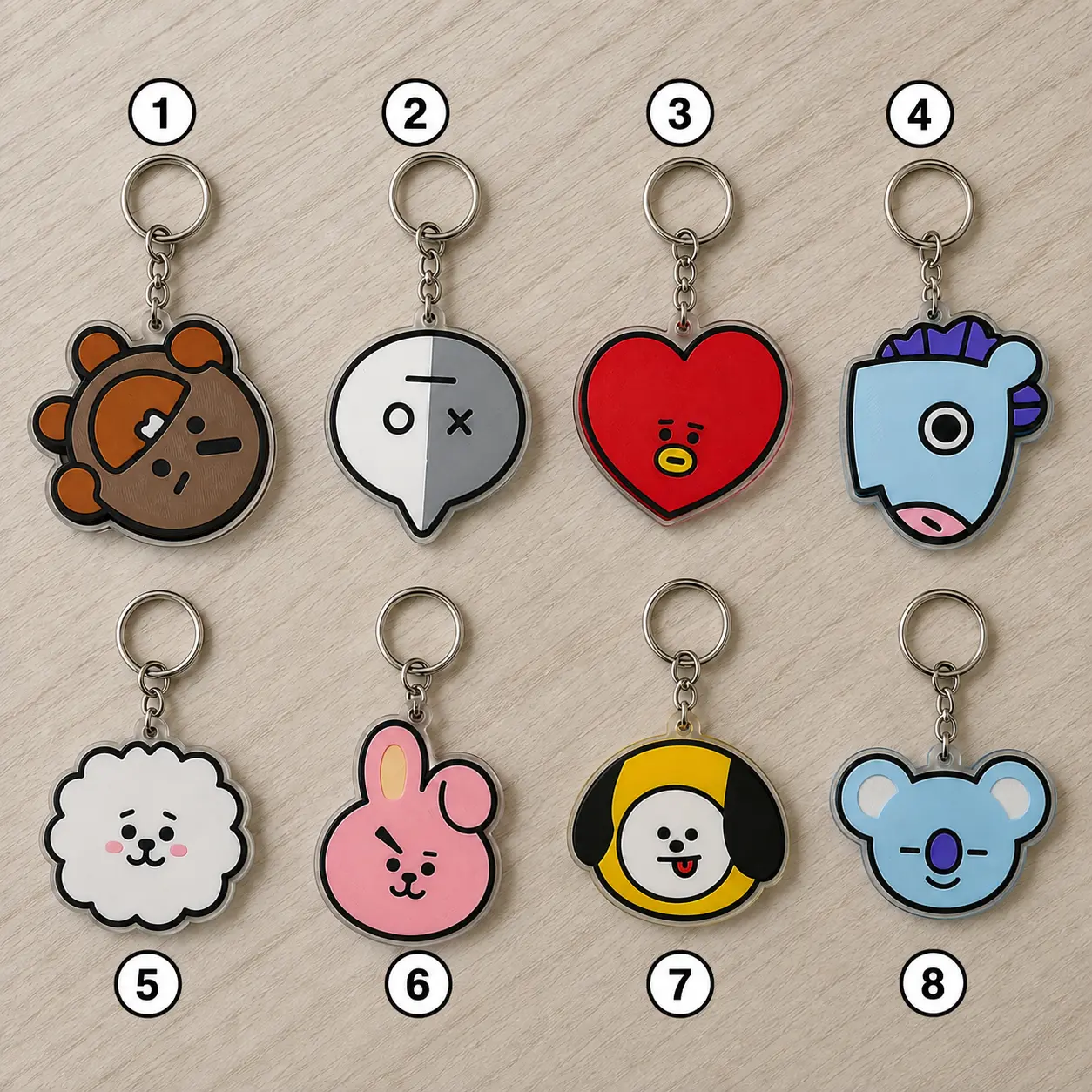 Cute Cartoon Acrylic Keychain, K Pop Inspired Character Keychain, Kpop Idols Fans Gift, ARIRANG Concert Keychain