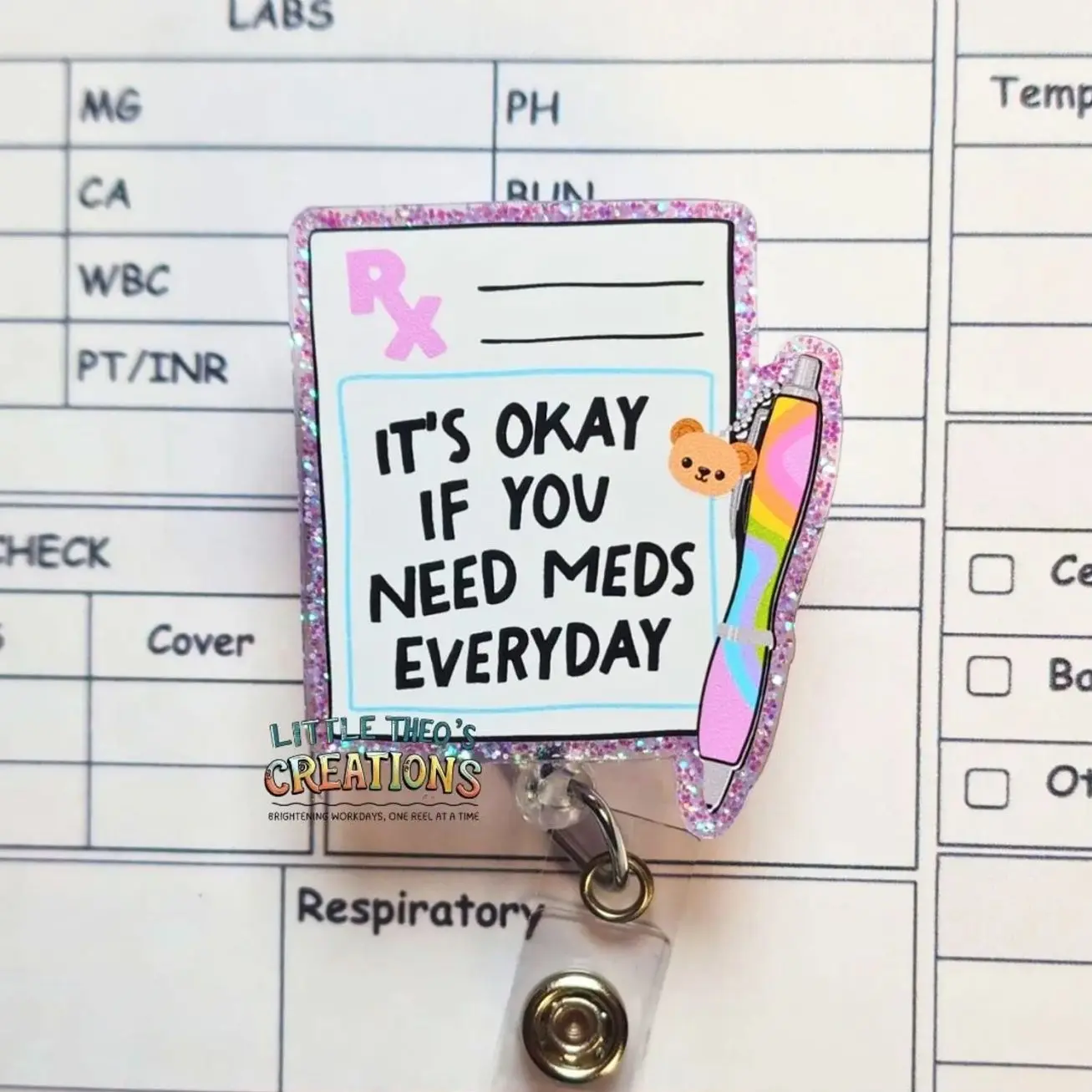 Mental Health Badge Reel: Prescription Pad Design, Nurse ID Holder Cute gift