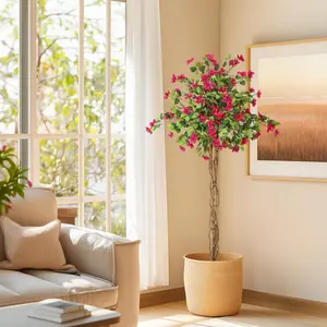 Garvee 5FT Artificial Bougainvillea Tree with Realistic Wood Trunk and Pink Blooms, Durable All-Weather Plant for Indoor and Outdoor Home, Porch, Garden Decoration