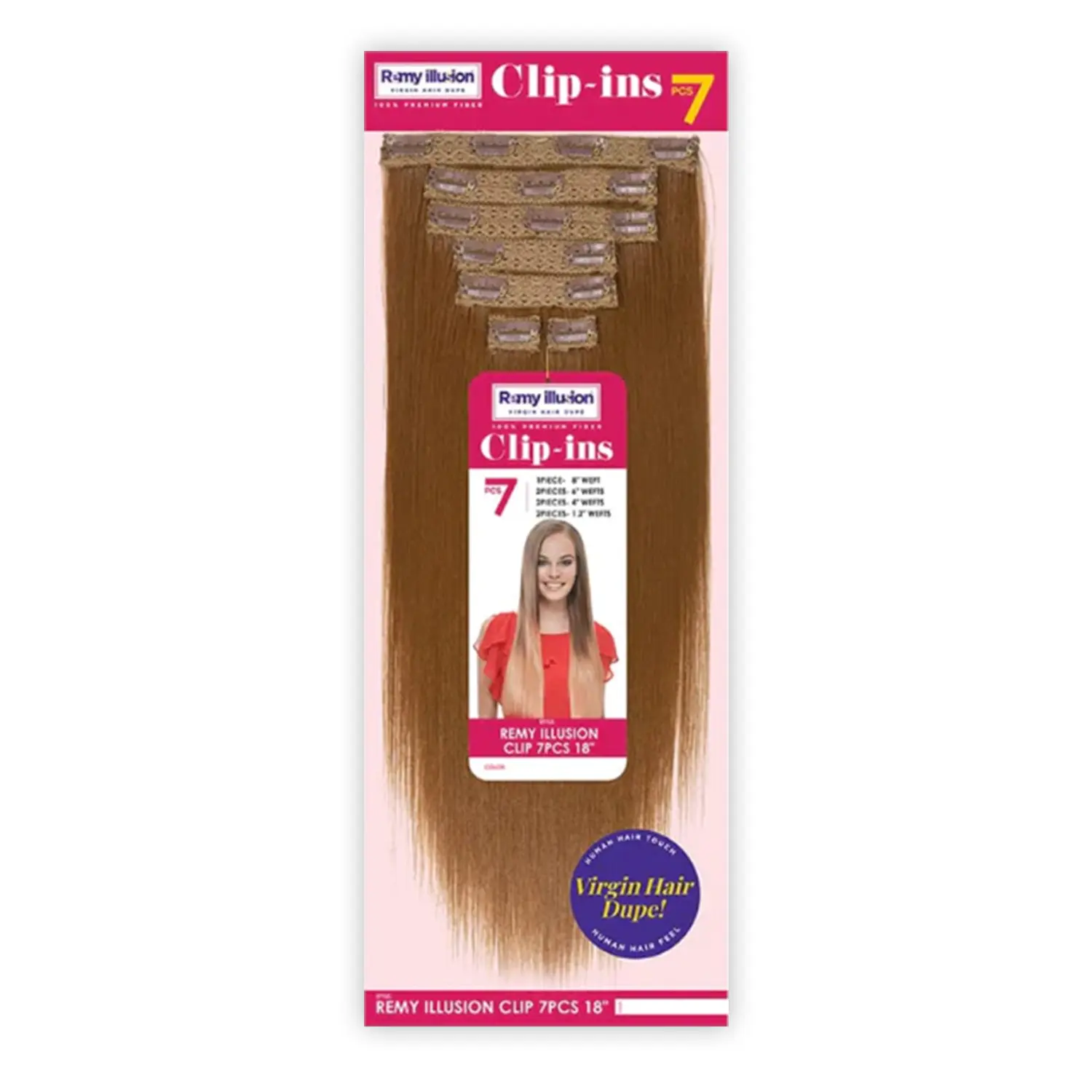 Janet Collection Remy Human Hair Weave Extensions - 7-Piece Remy Illusion Clip-In Straight Set (18-24"), Clip-In Style That Blends Seamlessly With Natural Tresses, Clip In Hair Extensions